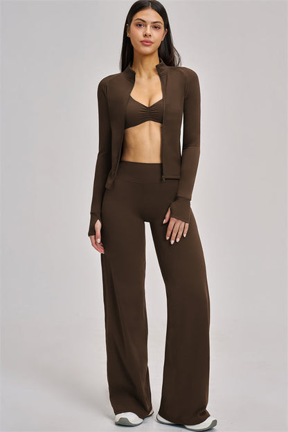 The Swoon Jacket Sports Bra Flared Leggings 3-Piece Set