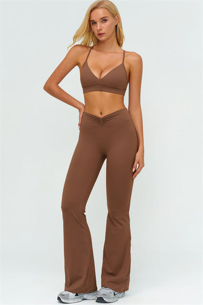 The Lushness Y-Back Sports Bra Flared Leggings 2-Piece Set