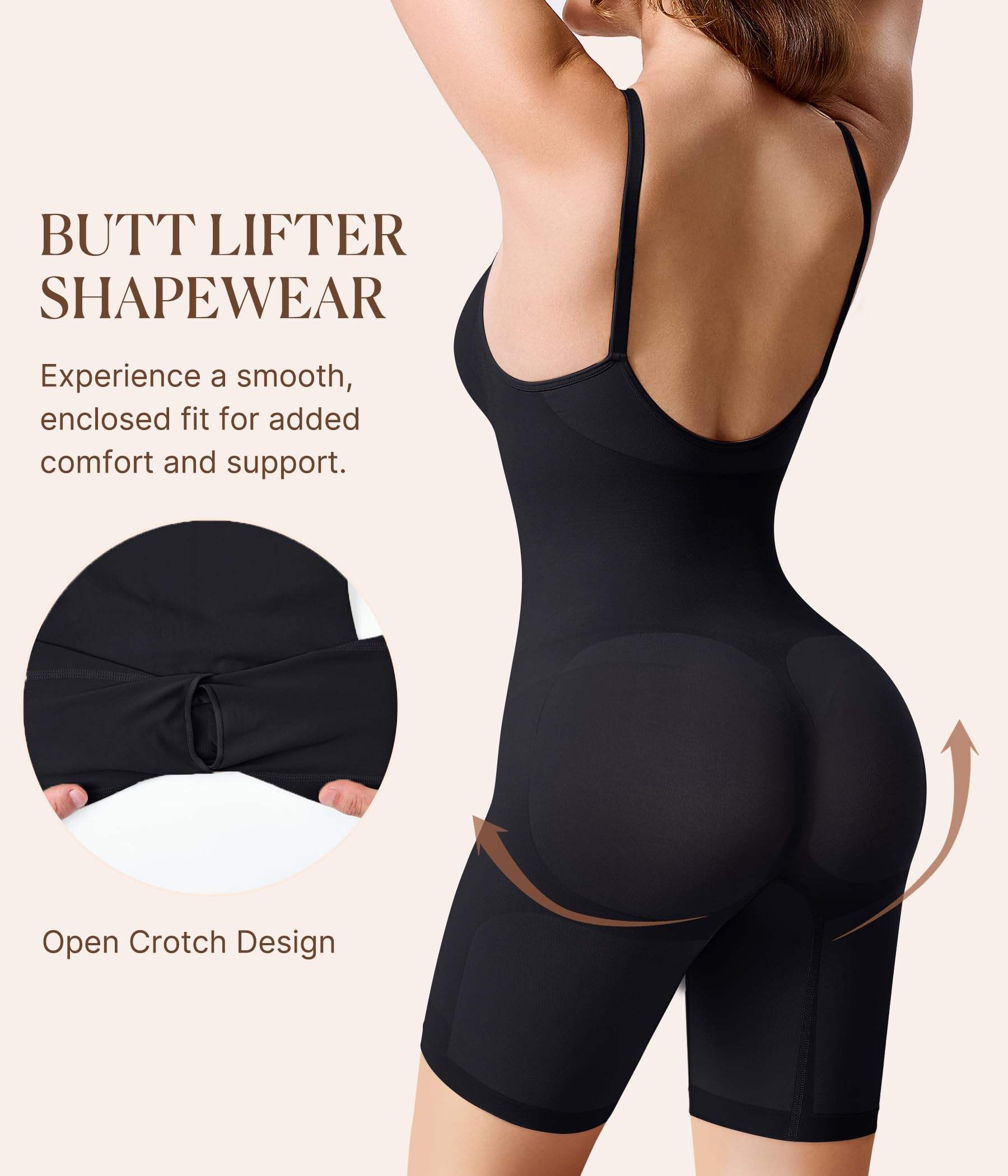 Women’s Seamless Full Body Shaper – Firm Tummy Control & Hip Enhancer Shapewear Bodysuit