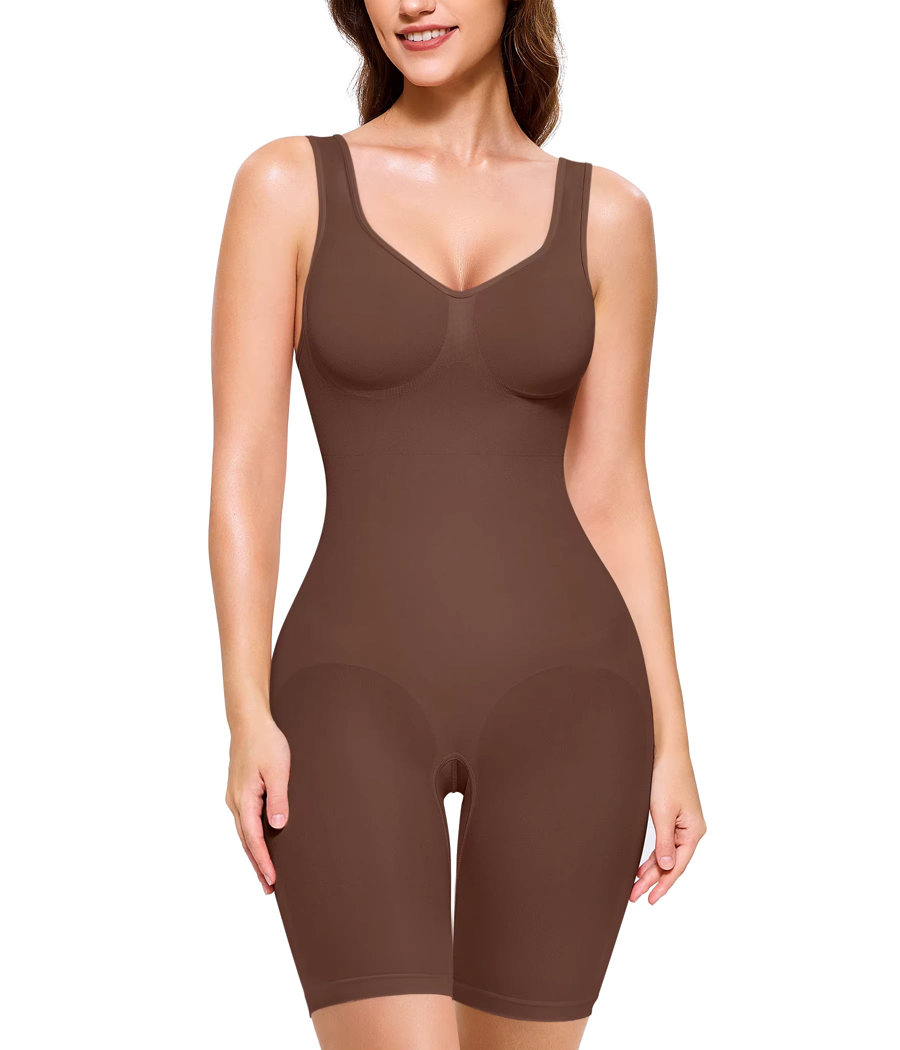 Women’s Seamless Bodysuit Shapewear – Plus Size Tummy Control Shorts Body Shaper with Back Support
