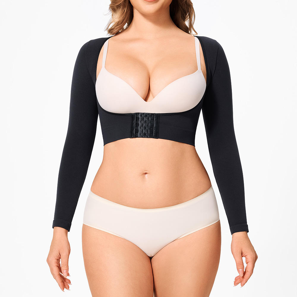 Women’s Long Sleeve Shapewear Top – High Compression Seamless Arm & Tummy Control Slimming Shirt