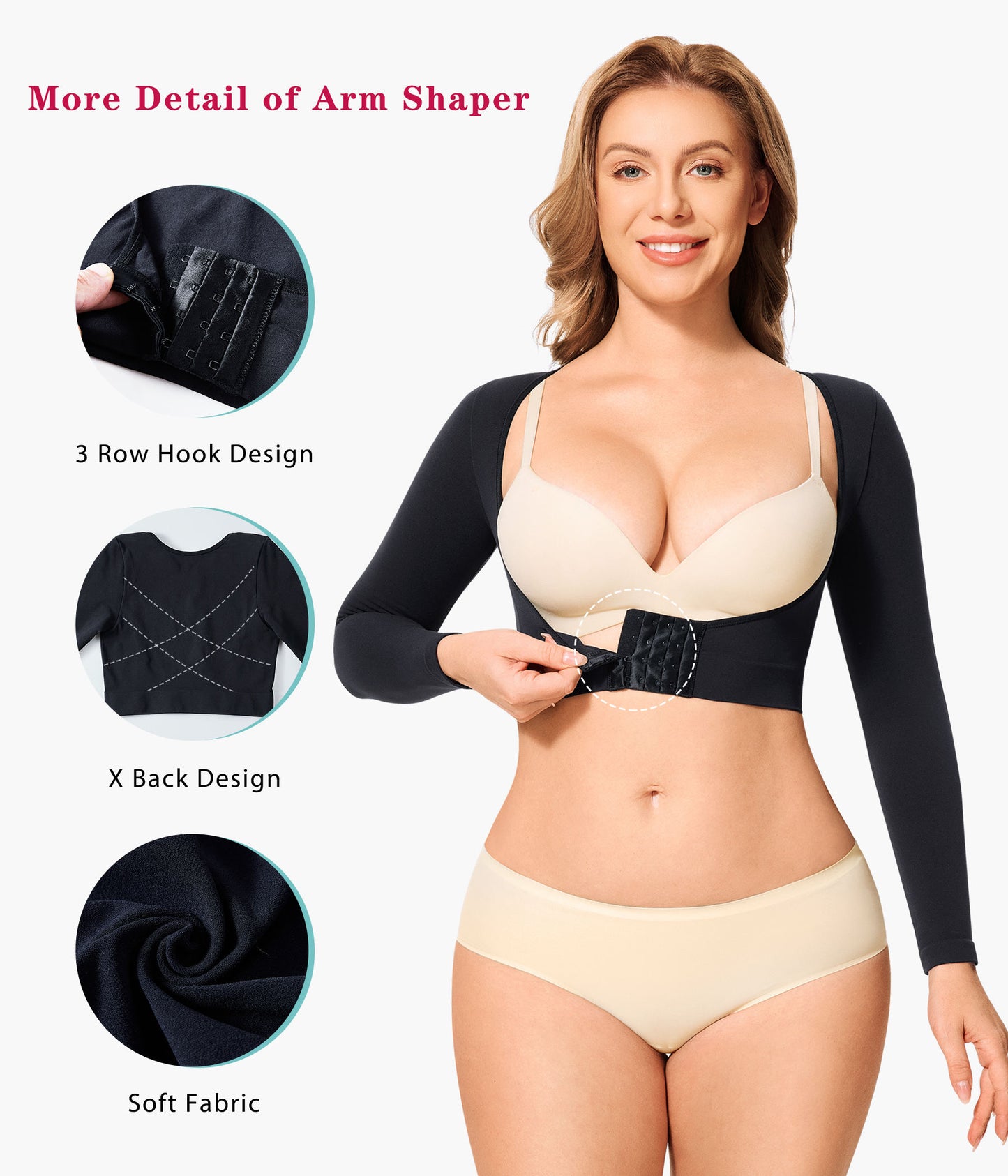 Women’s Long Sleeve Shapewear Top – High Compression Seamless Arm & Tummy Control Slimming Shirt
