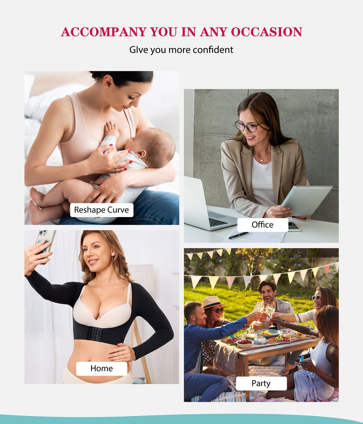 Women’s Long Sleeve Shapewear Top – High Compression Seamless Arm & Tummy Control Slimming Shirt