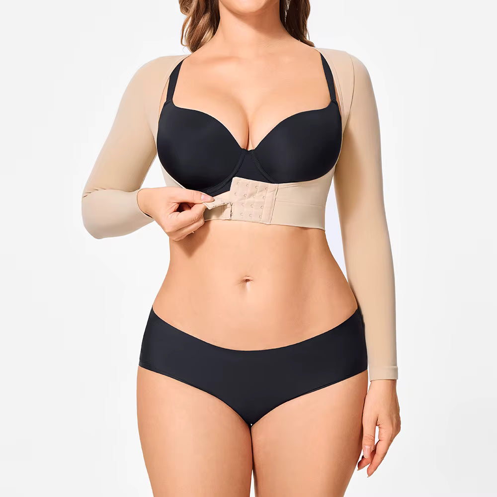 Women’s Long Sleeve Shapewear Top – High Compression Seamless Arm & Tummy Control Slimming Shirt