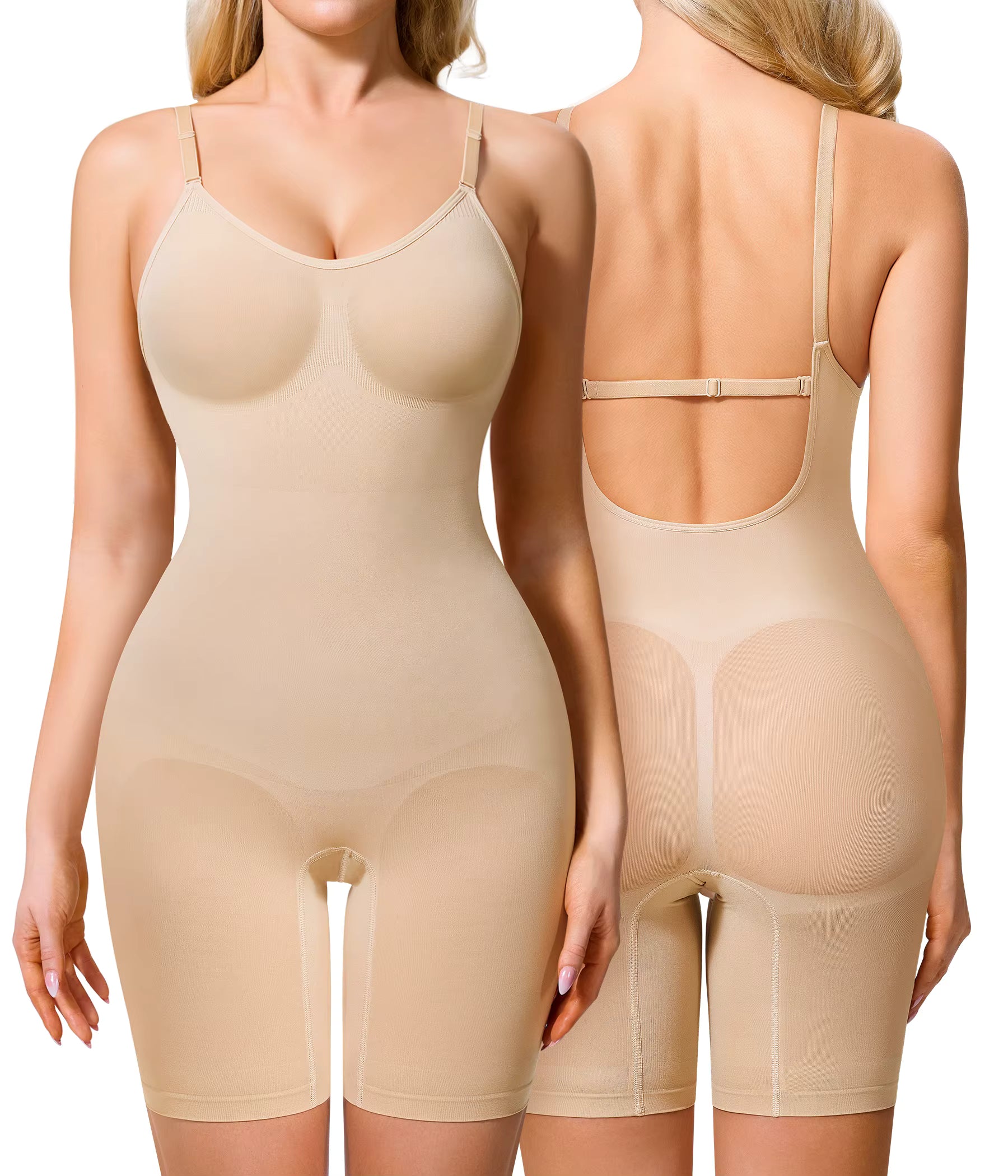 Women’s Seamless Shapewear Bodysuit – Firm Tummy Control Body Shaper with Hip Enhancer & Sculpting Design