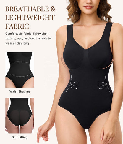 Backless Shapewear Bodysuit for Women – Seamless Tummy Control Waist Trainer Faja Body Shaper