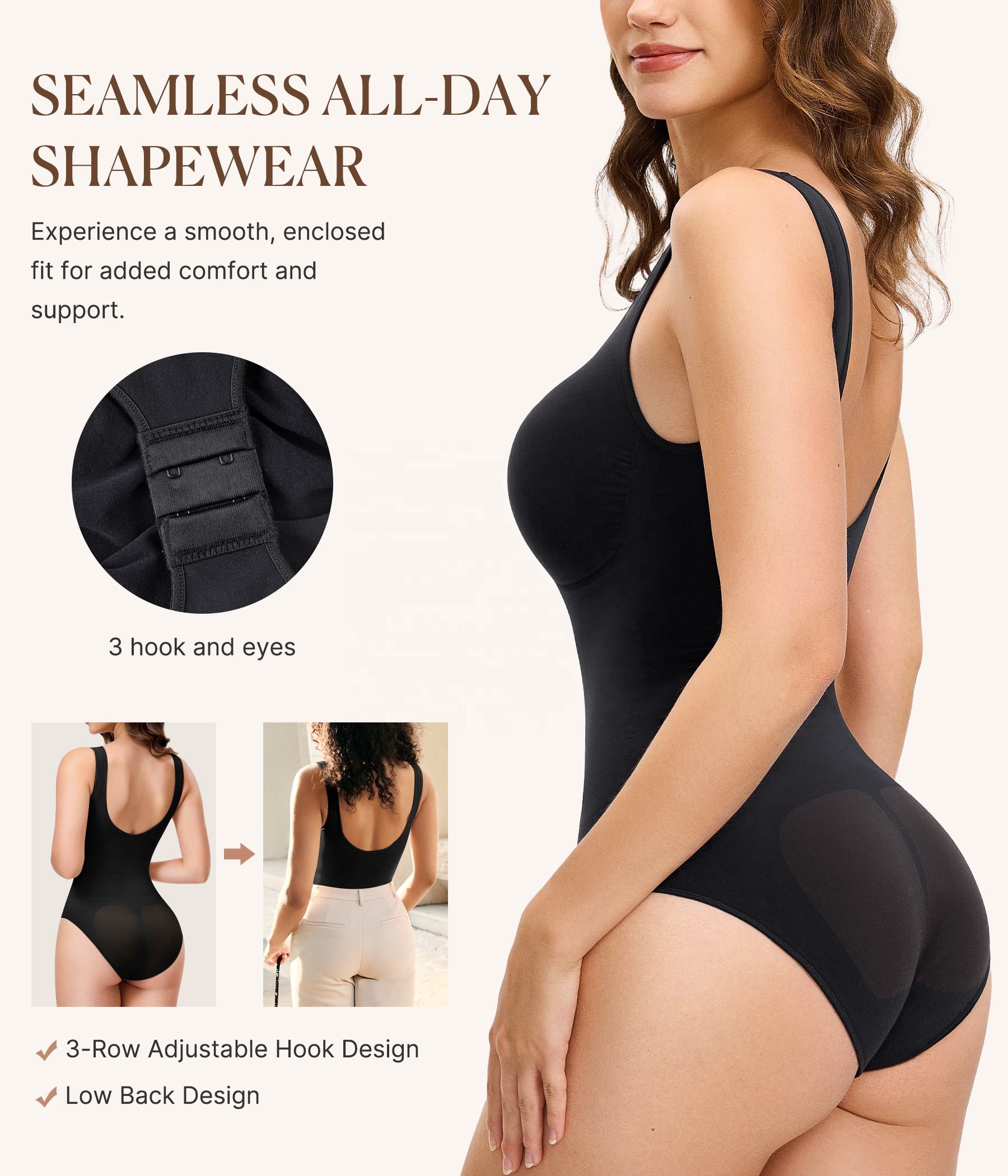 Backless Shapewear Bodysuit for Women – Seamless Tummy Control Waist Trainer Faja Body Shaper