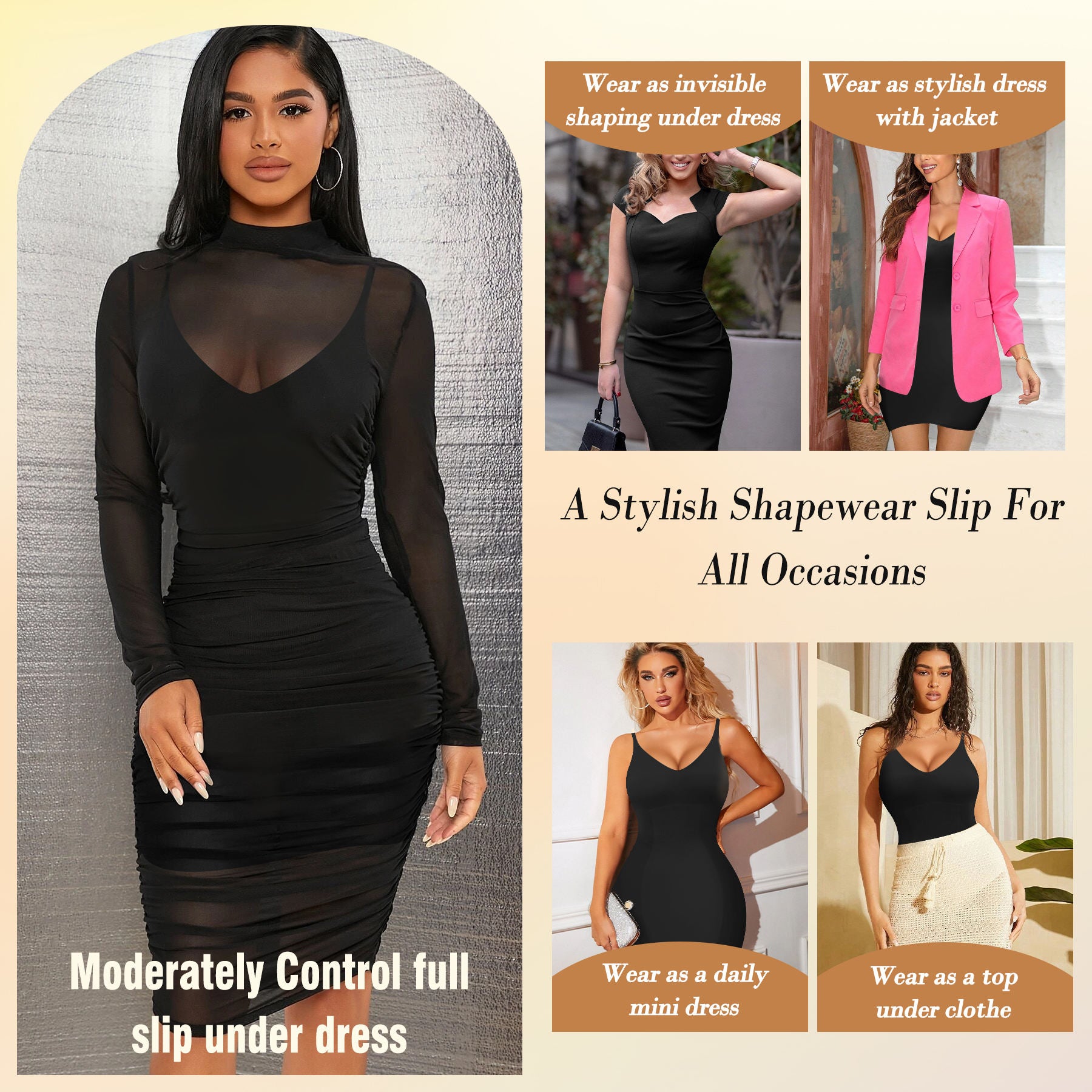 High-Quality Women’s Shapewear Dress – Tummy Control Slip Body Shaper Lingerie with Good Compression
