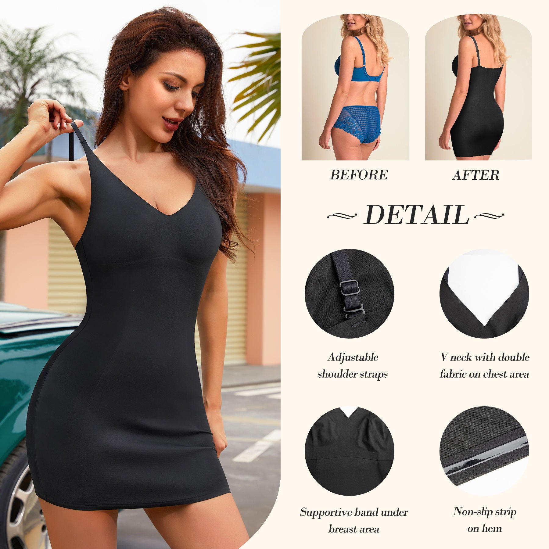 High-Quality Women’s Shapewear Dress – Tummy Control Slip Body Shaper Lingerie with Good Compression