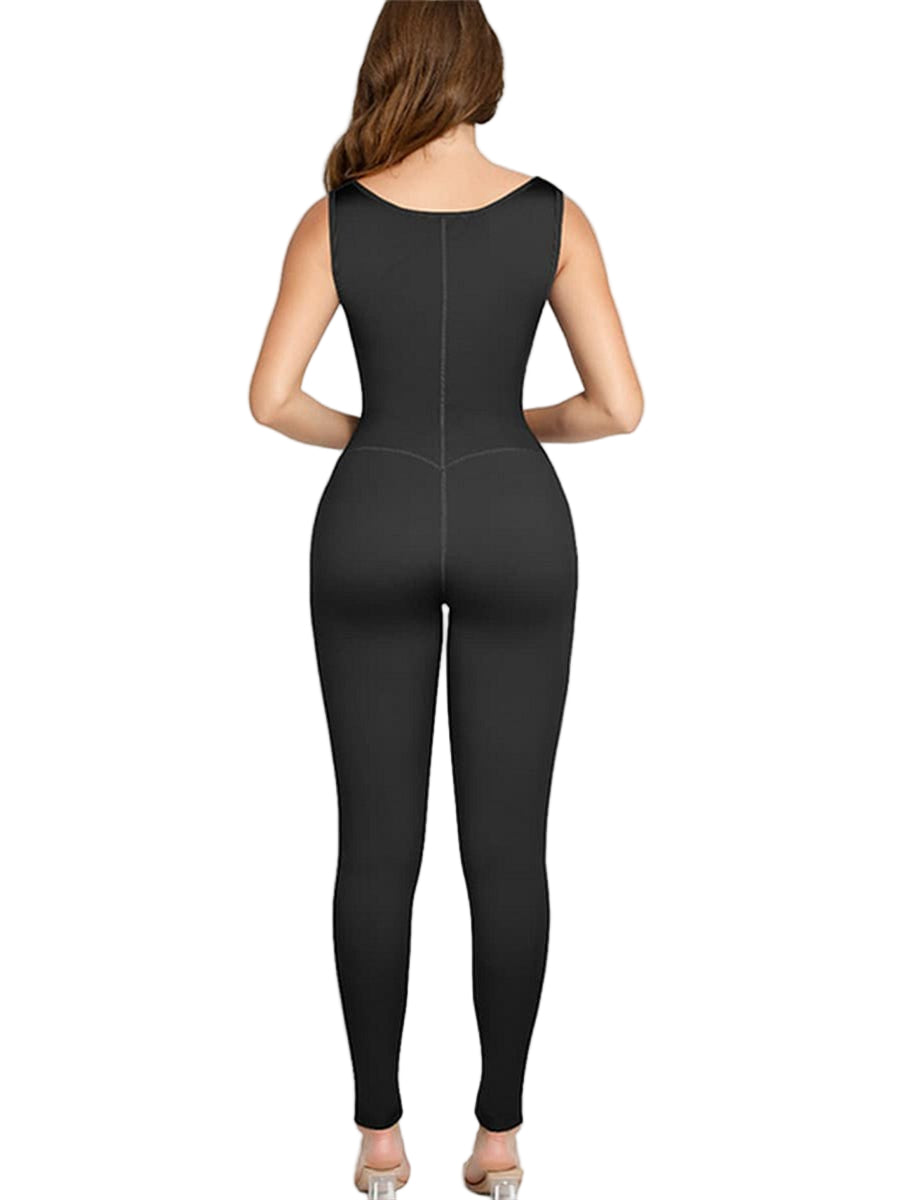 Women Fashion Zipper Front Slit Sports Sauna Jumpsuit