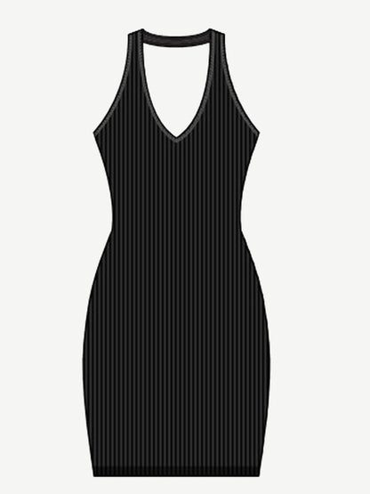 Women Seamless Halter Neck Deep U Outer Wear Dress