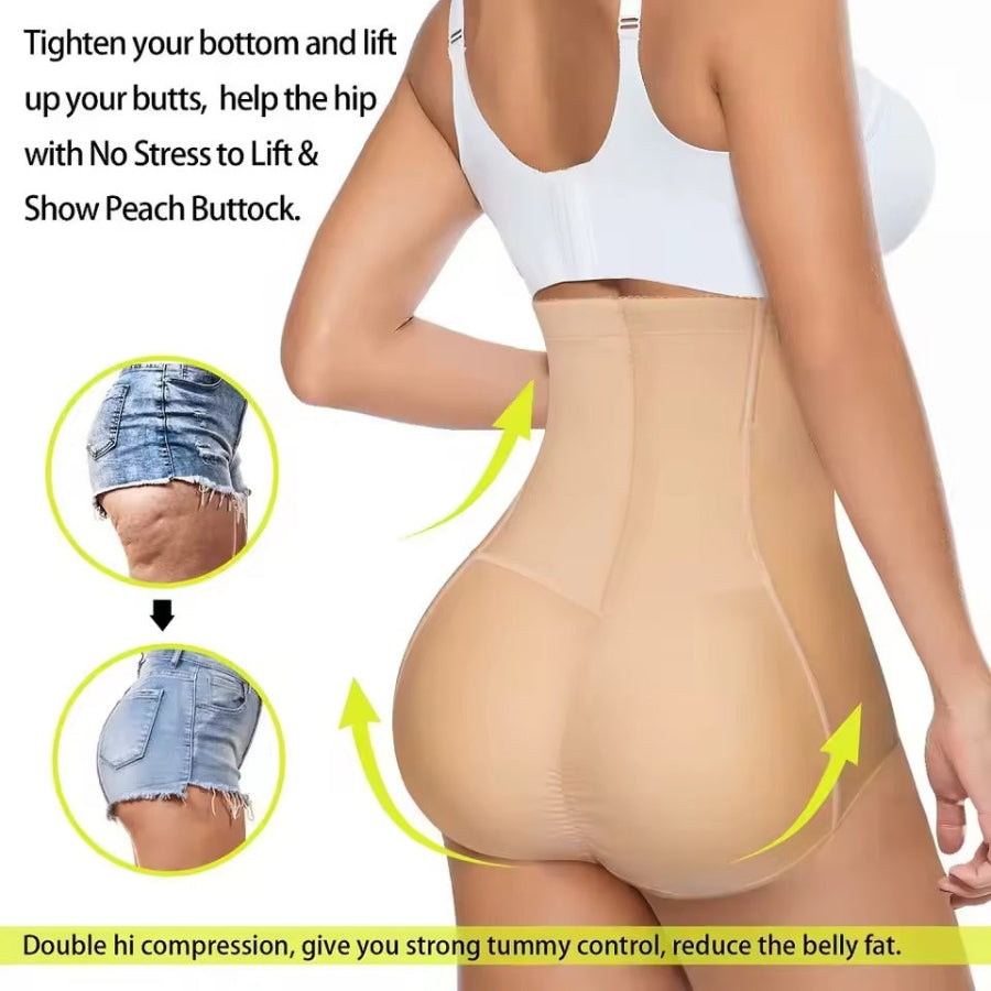 High-waisted postpartum tummy control shorts.