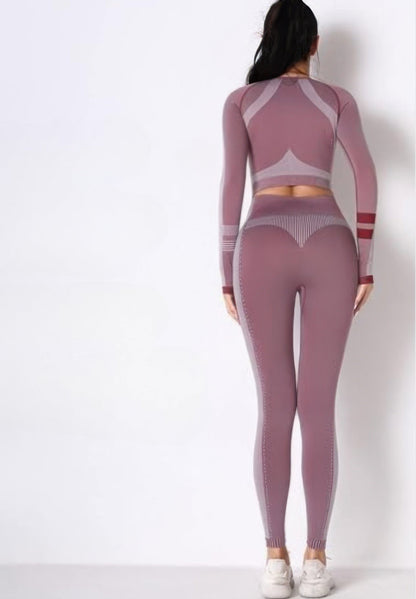 Seamless Long Sleeve Solid Yoga Set