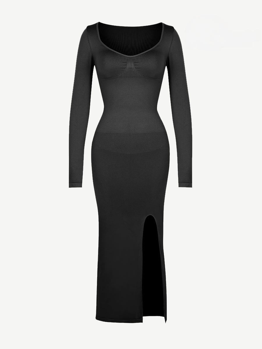 Eco-friendly Seamless Bust Support Tummy Control High Side Slit Shaping Dress
