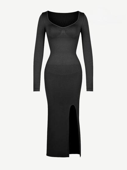 Eco-friendly Seamless Bust Support Tummy Control High Side Slit Shaping Dress