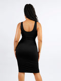 Women  Eco-friendly Seamless Deep V-neck Waist Trimming Shaping Dress with Removable Pads