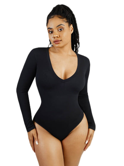 Women Seamless Long Sleeve Outerwear Bodysuit