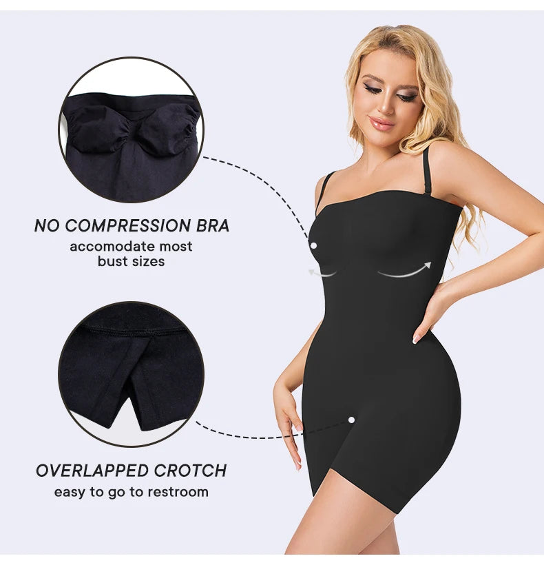 LYNMISS Strapless Detachable Straps Butt Lift Tummy Bodysuit – LYNMISS