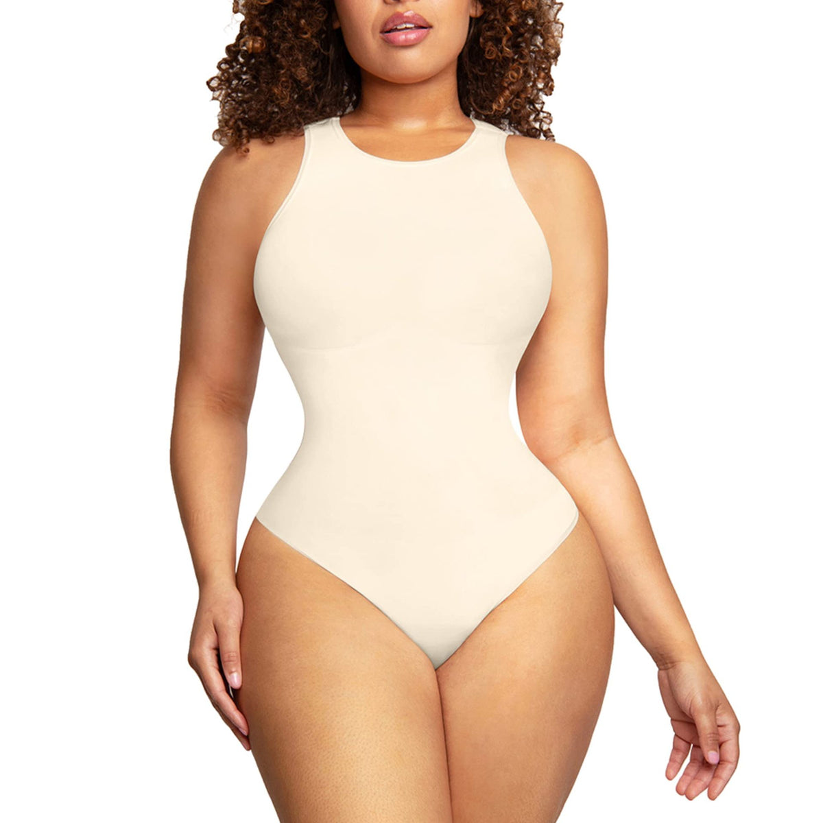 Eco-friendly Seamless Outer Crew Thong Bodysuit