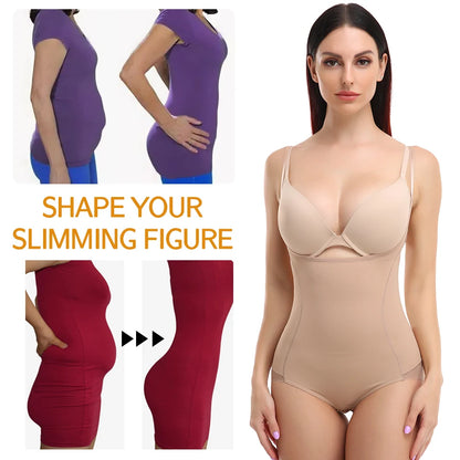 Women's Tummy Control Shapewear Bodysuit – Waist Trainer with Open Bust