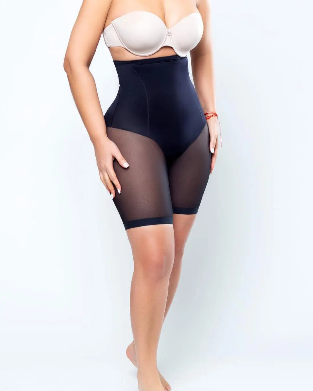 Sheer Mesh Mid Thigh Body Shaper V Neck – Shiningo