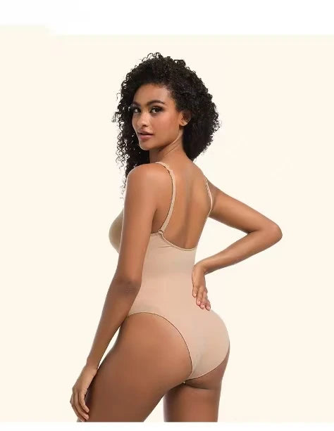 Women's Deep V-neck Front Zipper Jumpsuit with Abdominal – Elora Shape