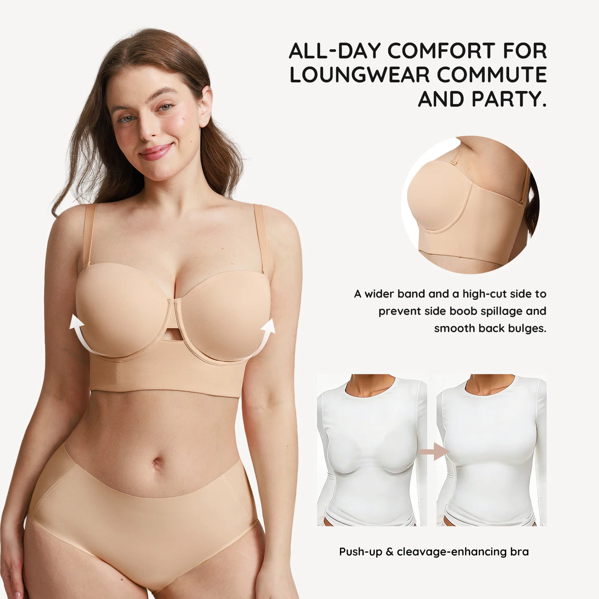 Waistdear OEM Custom Women Longline Strapless Bra Underwire – HEXIN