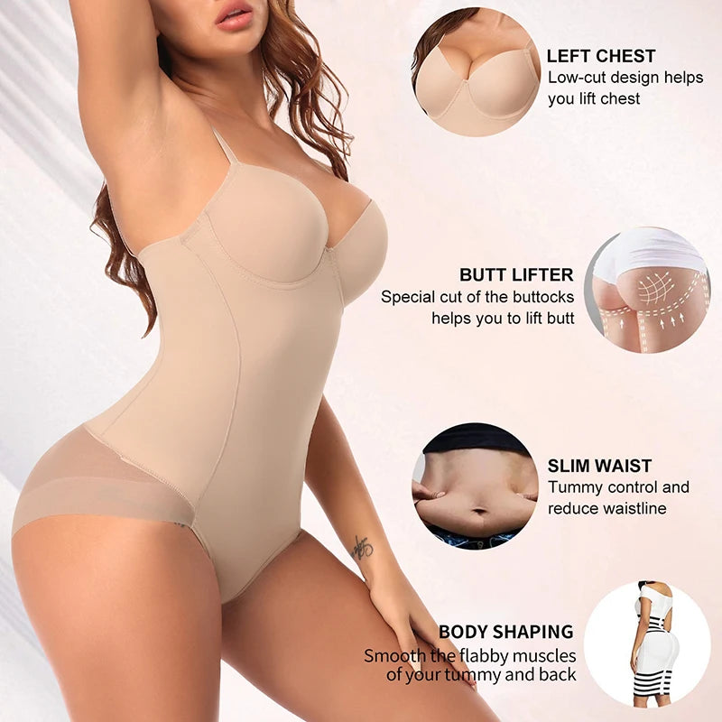 Women's Tummy Control Bodysuit with Butt Lifter & Built-In Bra