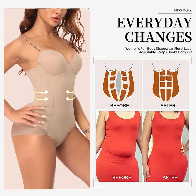 Women's Tummy Control Bodysuit with Butt Lifter & Built-In Bra