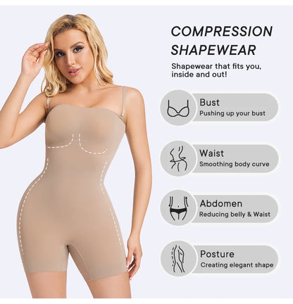 LYNMISS Strapless Detachable Straps Butt Lift Tummy Bodysuit – LYNMISS