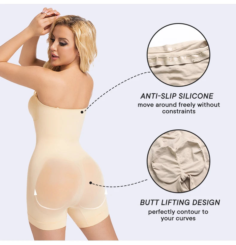 LYNMISS Strapless Detachable Straps Butt Lift Tummy Bodysuit – LYNMISS