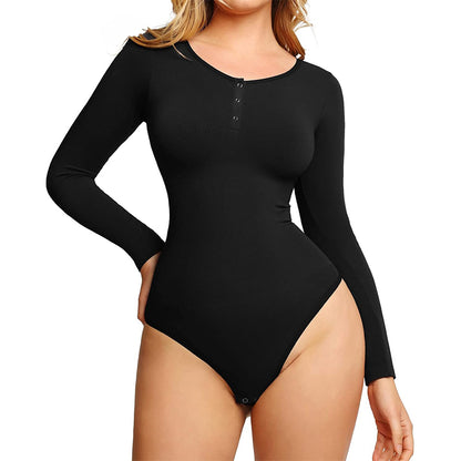 Seamless Outer Long Sleeve Thong Bodysuit