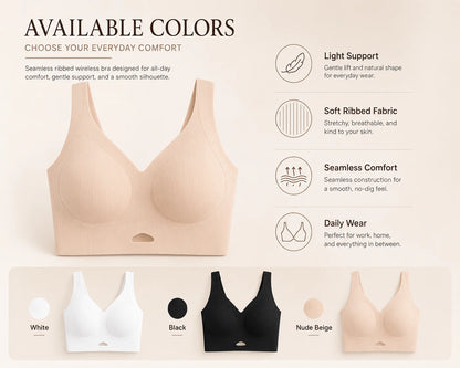 Women Vertical Ribbed Seamless Wireless Bralette Wide Strap – Sculpt Shape Wear