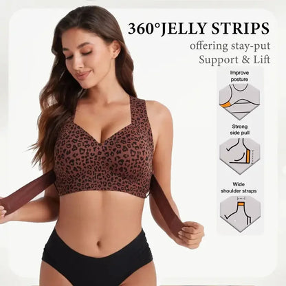 Seamless Leopard Print Jelly Strip Bra Plus Size – FancyShape