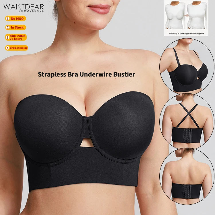 Waistdear OEM Custom Women Longline Strapless Bra Underwire – HEXIN