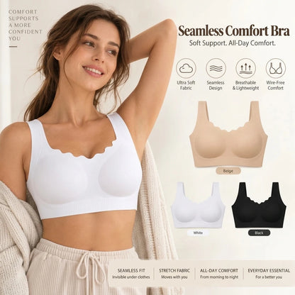 Women's Seamless Wireless Bra Soft Ribbed Scalloped Neckline – Sculpt Shape Wear