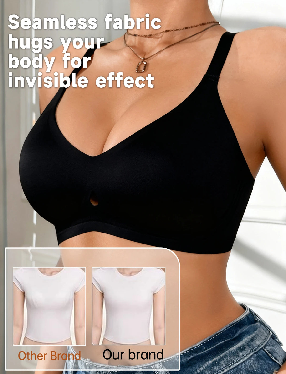 Women Wireless Seamless Bra Deep V Push up – Sculpt Shape Wear