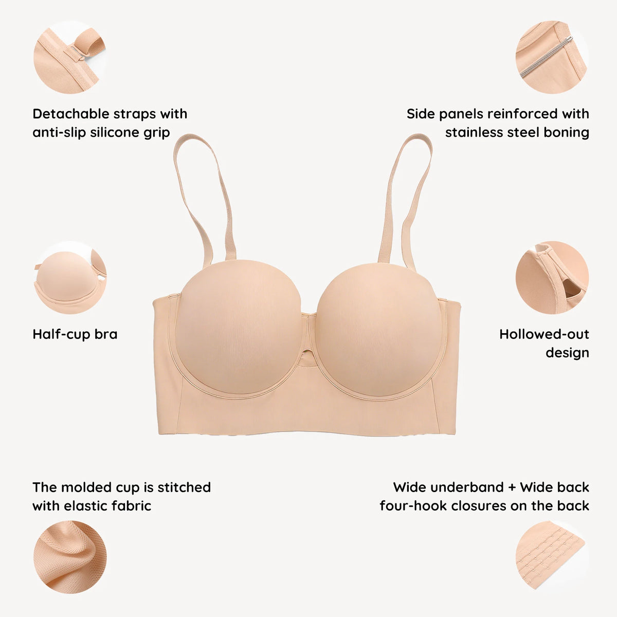Waistdear OEM Custom Women Longline Strapless Bra Underwire – HEXIN