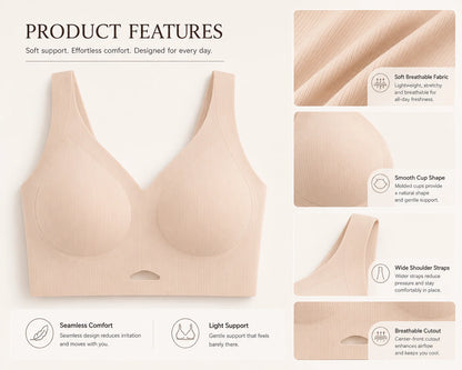 Women Vertical Ribbed Seamless Wireless Bralette Wide Strap – Sculpt Shape Wear