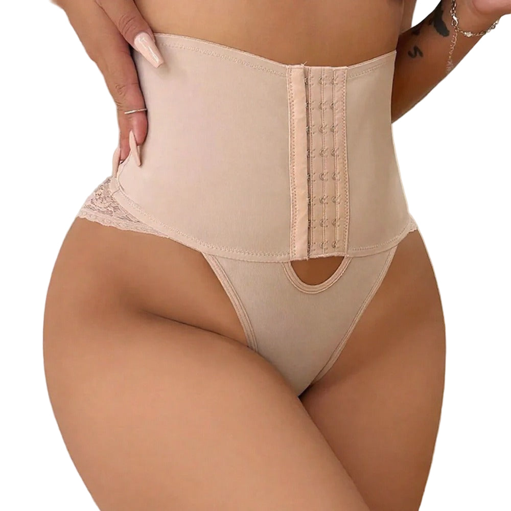 Beige shapewear worn by a person on a neutral background