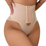 Beige shapewear worn by a person on a neutral background