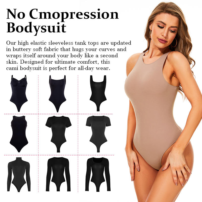 Women’s Crew Neck Thong Shapewear Jumpsuit – Sleeveless Seamless Tank Top Bodysuit with Tummy Control & Waist Slimming