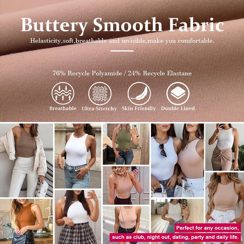 Women’s Crew Neck Thong Shapewear Jumpsuit – Sleeveless Seamless Tank Top Bodysuit with Tummy Control & Waist Slimming