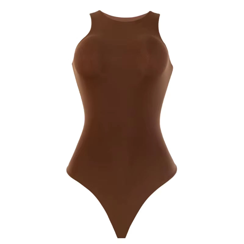 Women’s Crew Neck Thong Shapewear Jumpsuit – Sleeveless Seamless Tank Top Bodysuit with Tummy Control & Waist Slimming