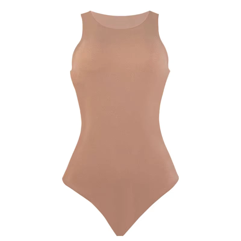 Women’s Crew Neck Thong Shapewear Jumpsuit – Sleeveless Seamless Tank Top Bodysuit with Tummy Control & Waist Slimming
