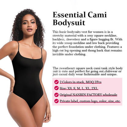 Square-Neck Silk Shaper Bodysuit