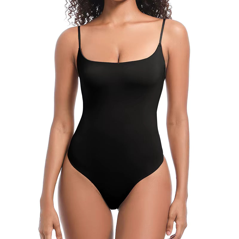 Square-Neck Silk Shaper Bodysuit