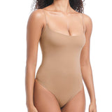 Buttery Soft Square Neck Shapewear Bodysuit – Sleeveless Tummy Control Thong Bodysuit Top for Women