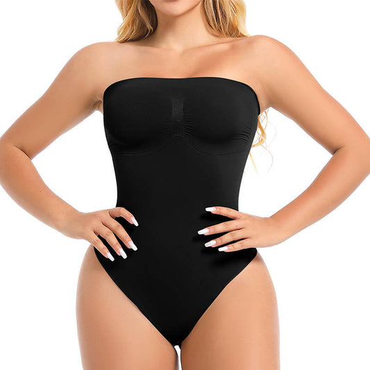 One Piece Strapless Shapewear for Women – Seamless Sculpting Plus Size Bodysuit Tummy Control Body Shaper