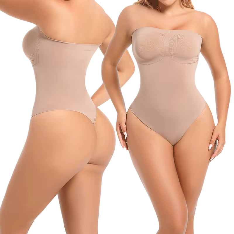 One Piece Strapless Shapewear for Women – Seamless Sculpting Plus Size Bodysuit Tummy Control Body Shaper